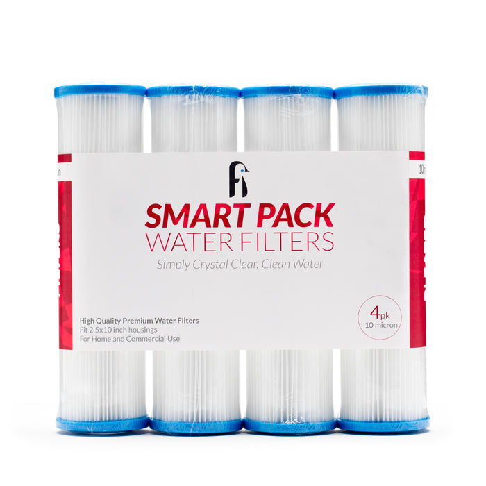 10 micron Smart Pack Pleated Filter 2.5" X 9 3/4" - 4 Pack