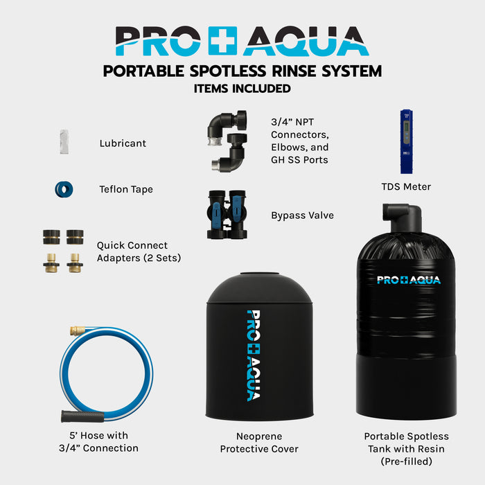 PRO+AQUA Portable Spot-Free Deionizer System for Spotless Car & RV Wash, Auto Detailing, Trailers, Motorcycles, Boats, Yachts, High Capacity 1545 Gallons