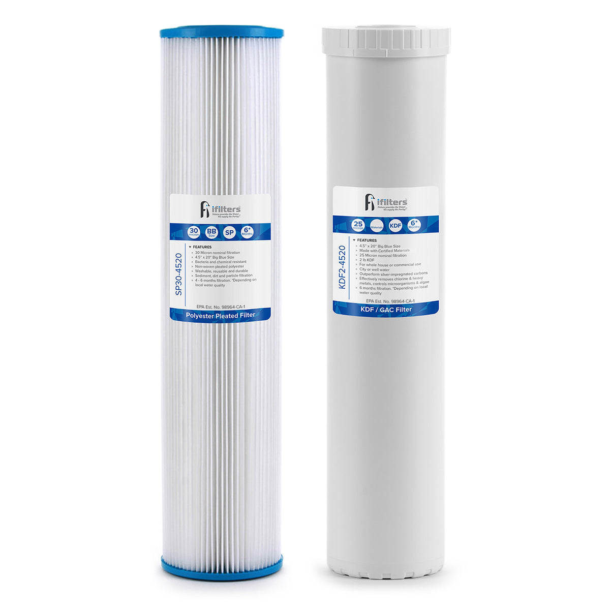 SP30-KDF2-4520 Whole House Sediment & KDF Water Filter Set, 30 Micron ...